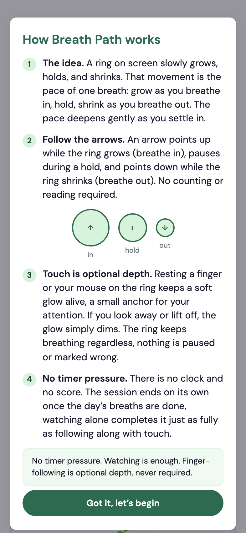 Breath Path guided breathing screen